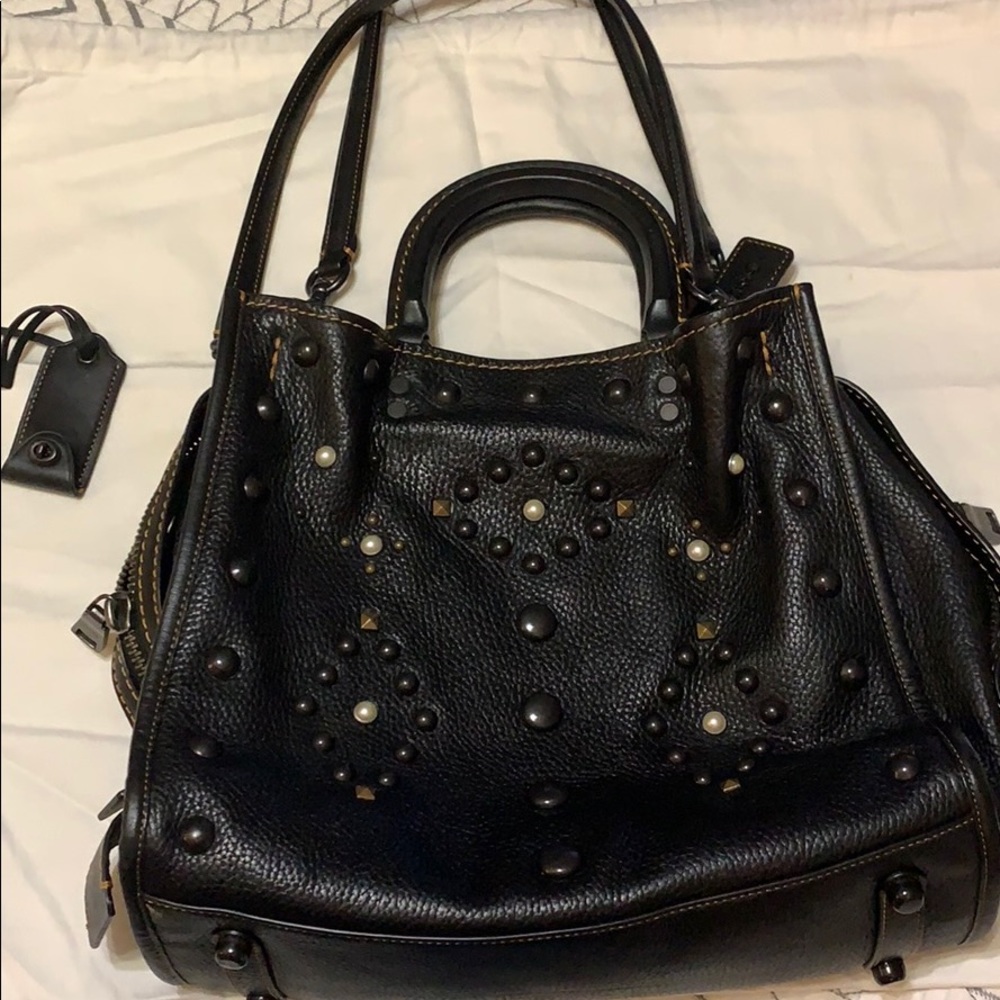 COPY - Used Coach 1941 black leather western-rivet bag